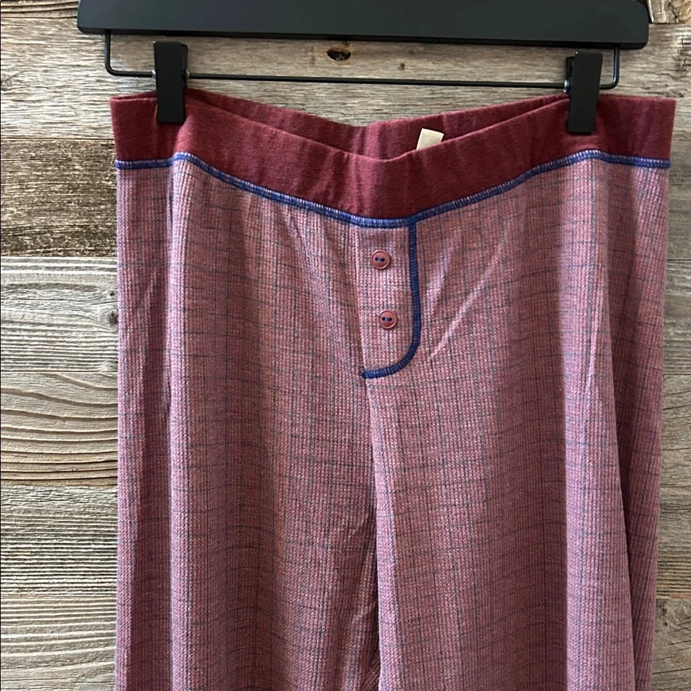 Free People Chill Evening Knit Pajama Set in Burgundy Wild Ginger Combo Large - Picture 4 of 9
